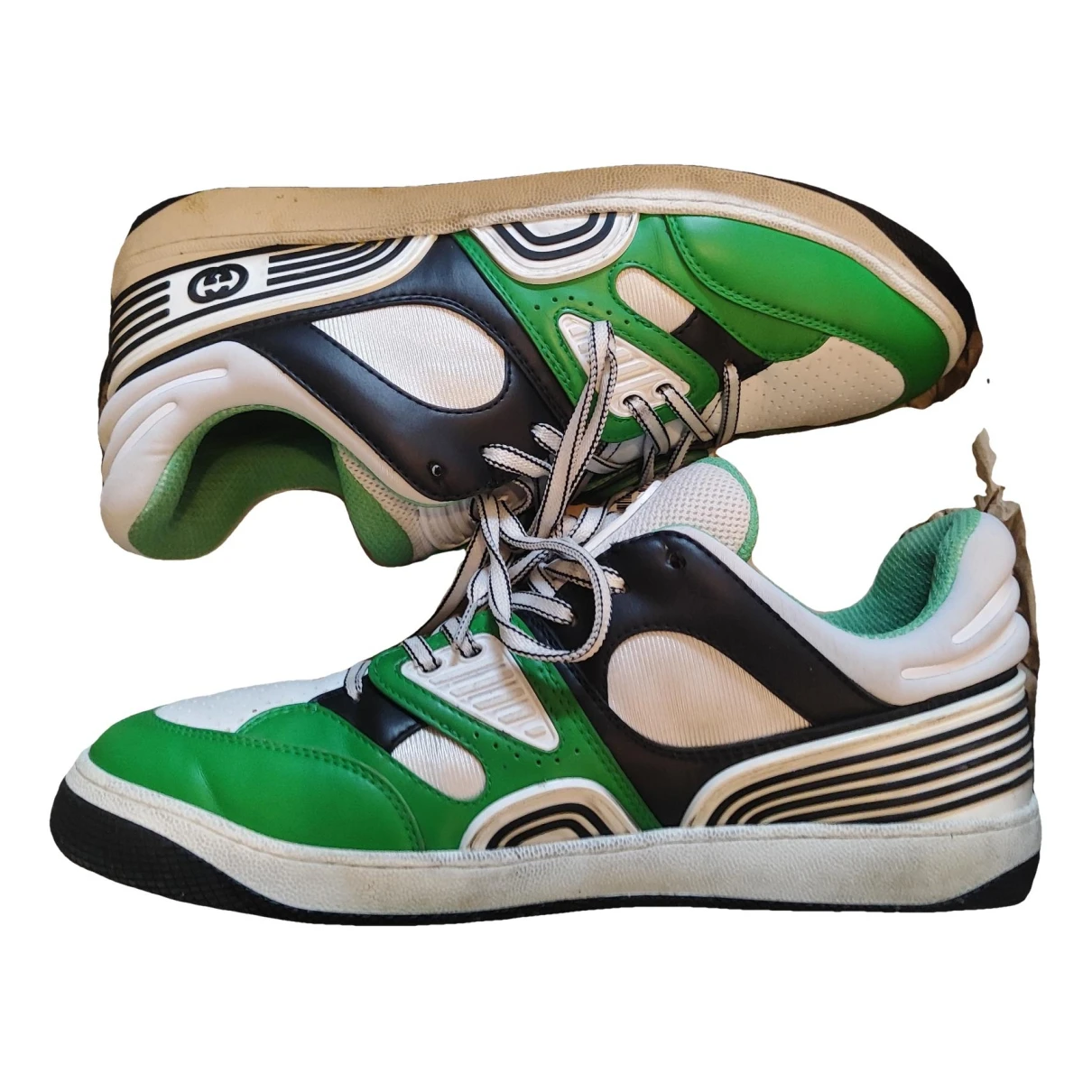 Pre-owned Gucci Screener Leather Low Trainers In Green