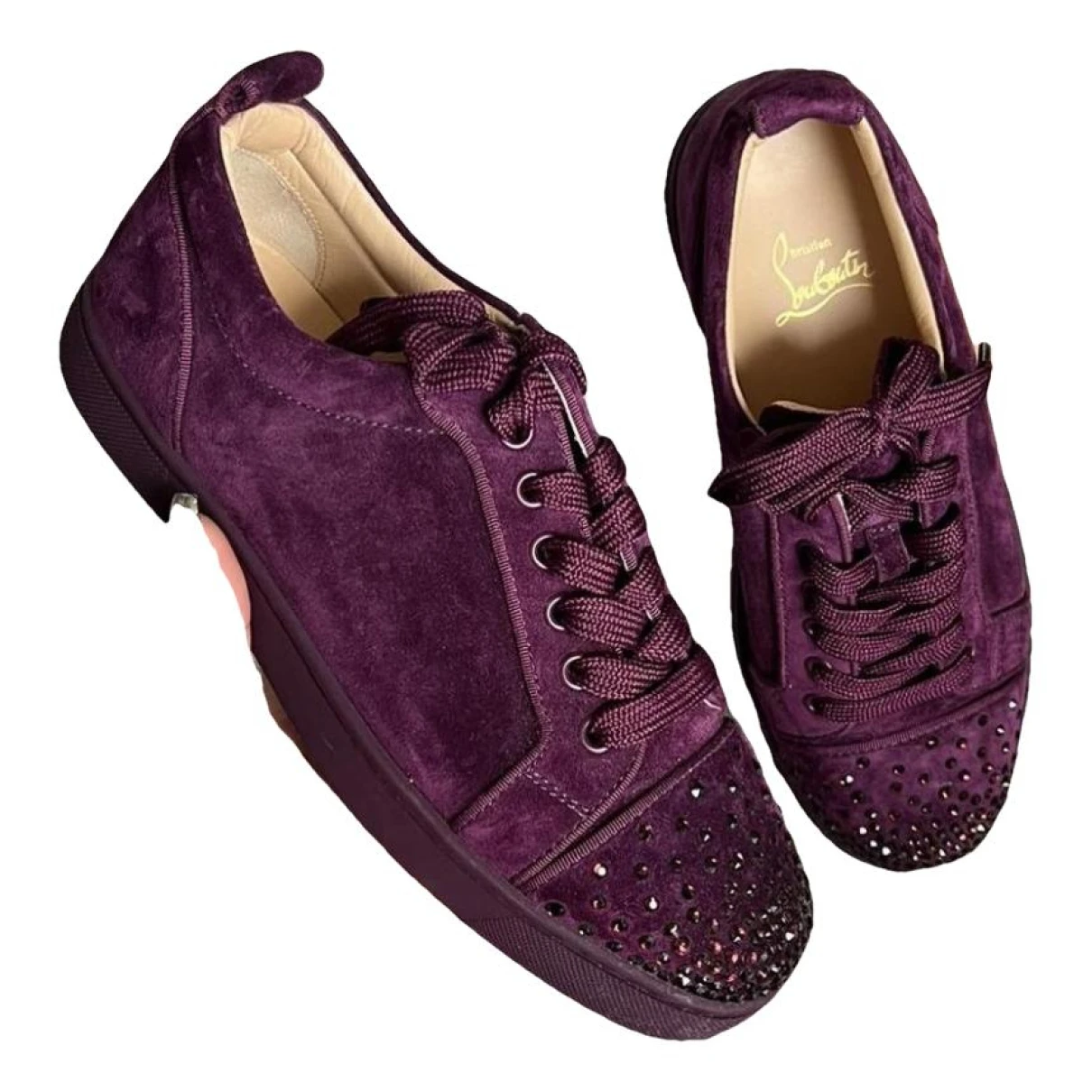 Pre-owned Christian Louboutin Louis Low Trainers In Purple