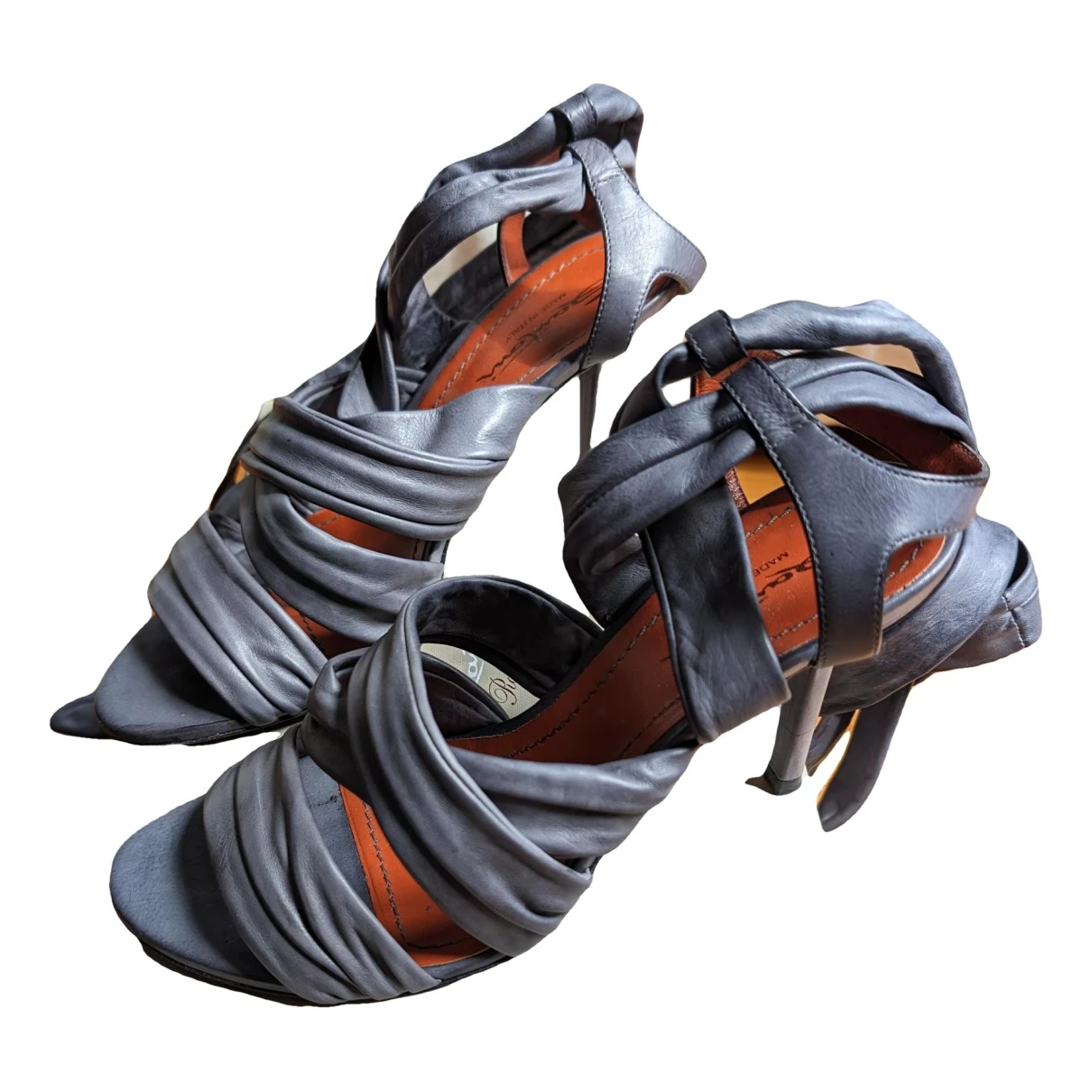 Pre-owned Santoni Leather Sandals In Grey