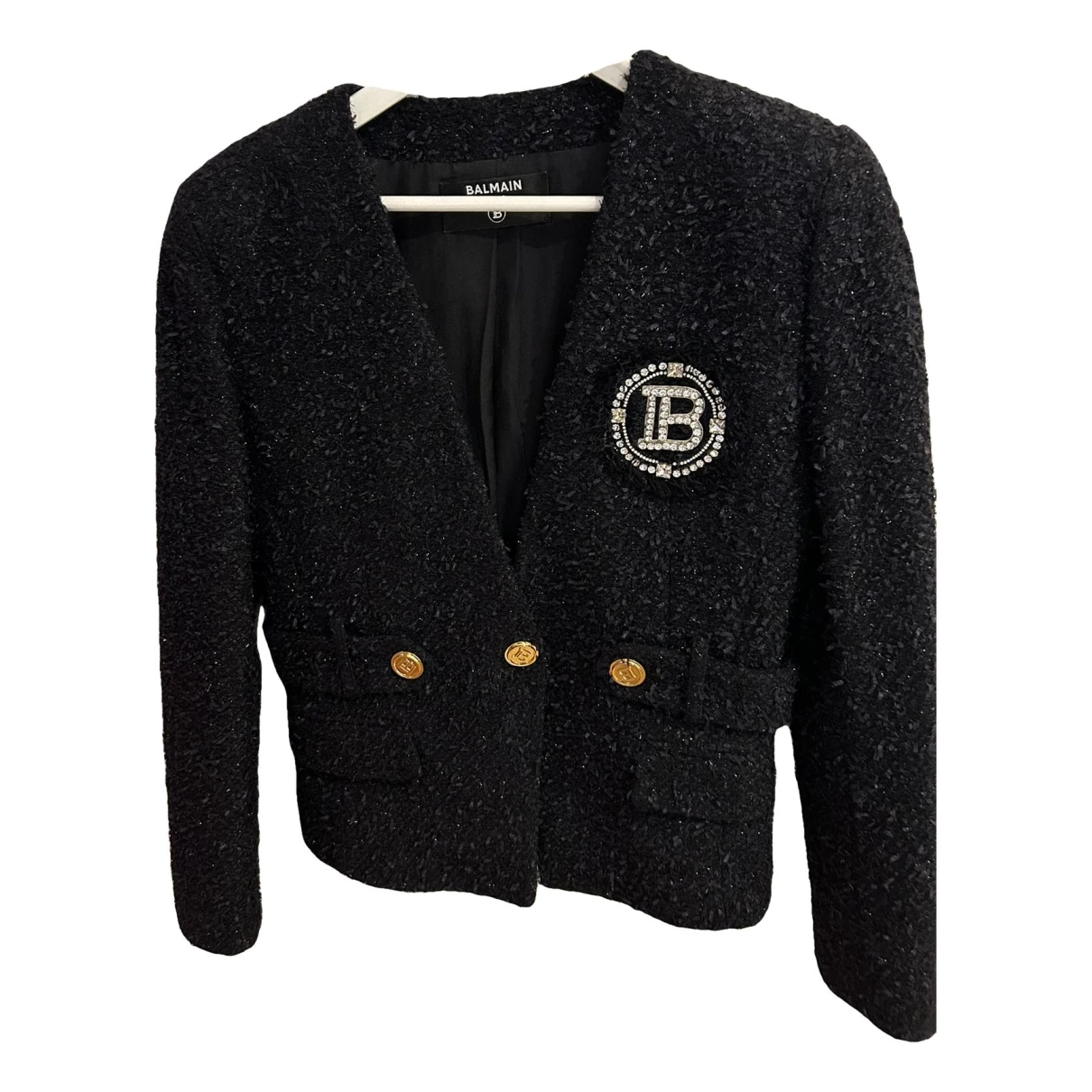 Pre-owned Balmain Tweed Blazer In Black