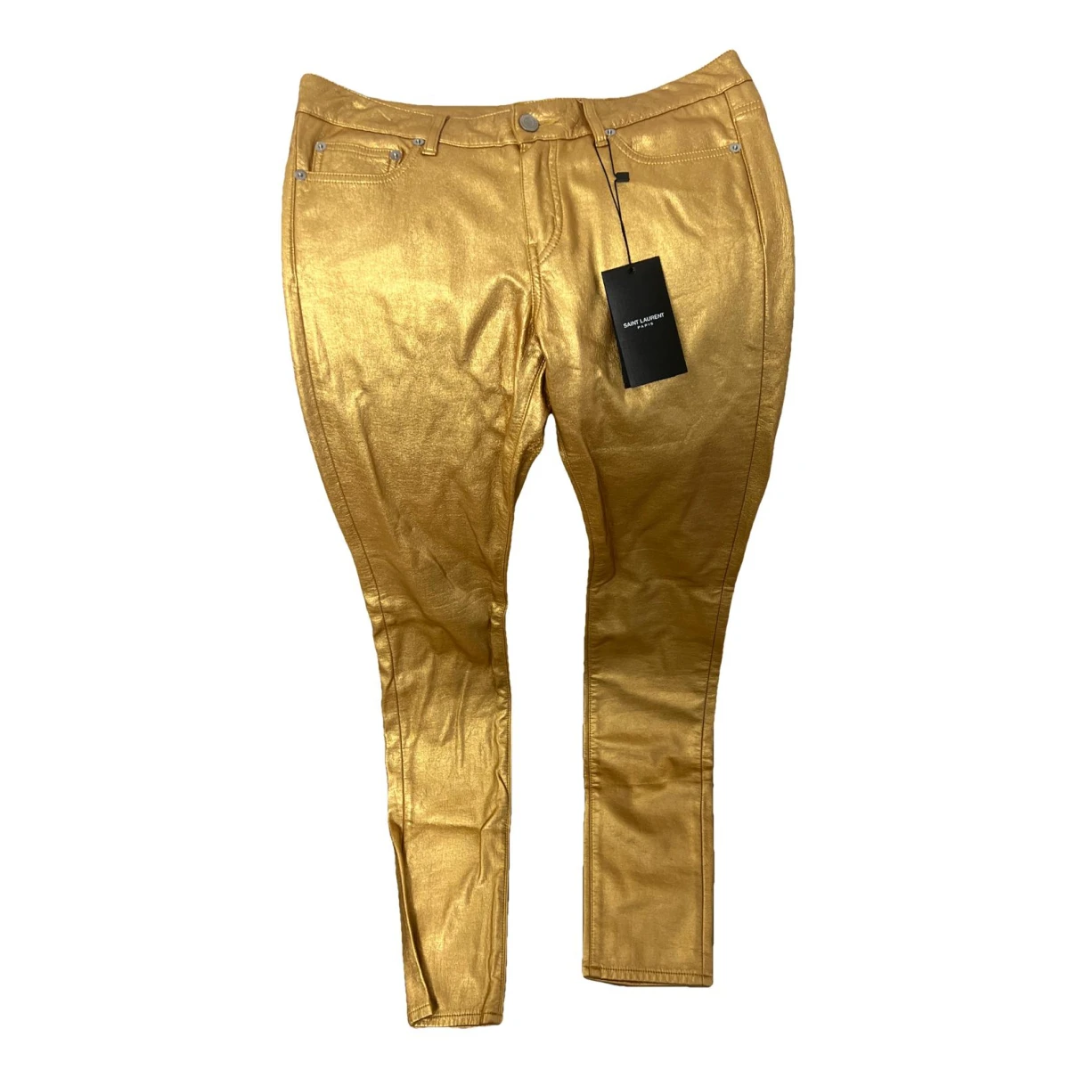 Pre-owned Saint Laurent Straight Jeans In Gold