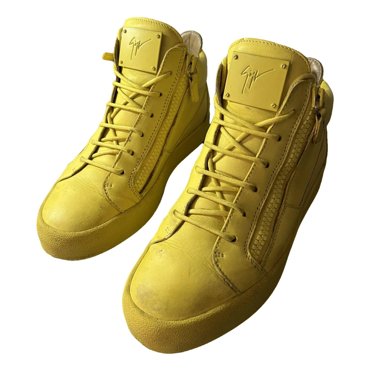 Pre-owned Giuseppe Zanotti Leather High Trainers In Yellow
