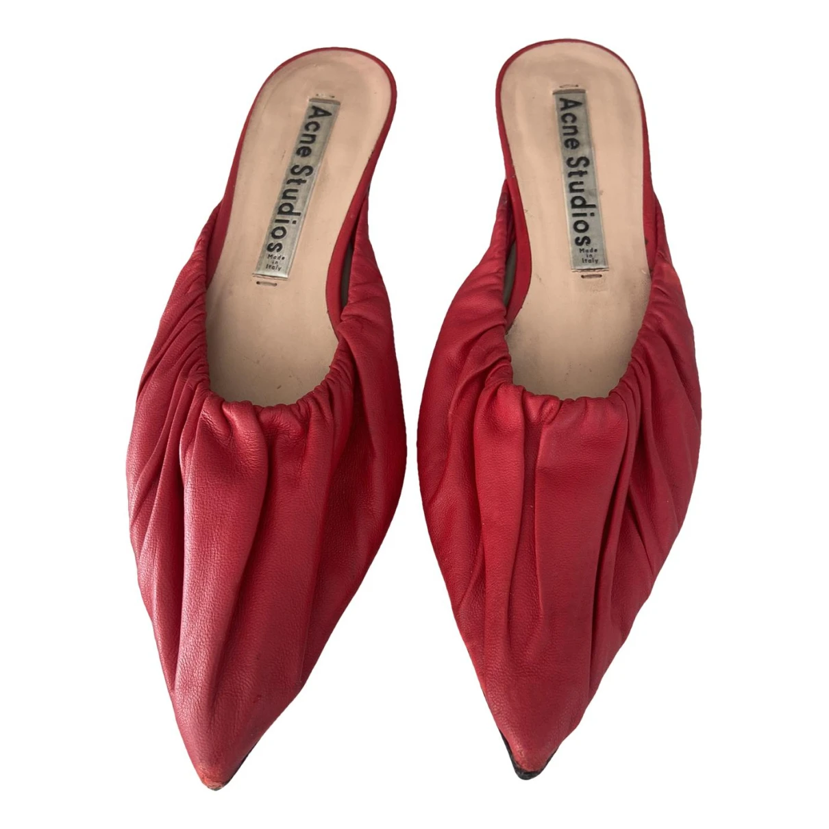 Pre-owned Acne Studios Leather Mules & Clogs In Red