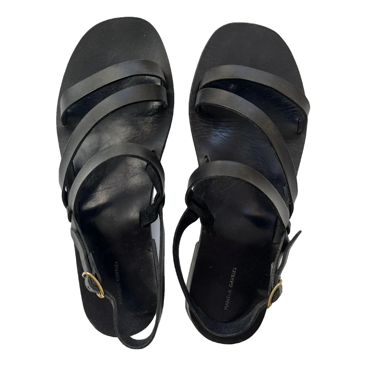 Pre-owned Mansur Gavriel Leather Sandal In Black
