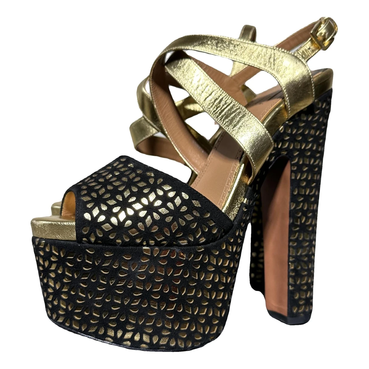 Pre-owned Alaïa Leather Sandals In Gold