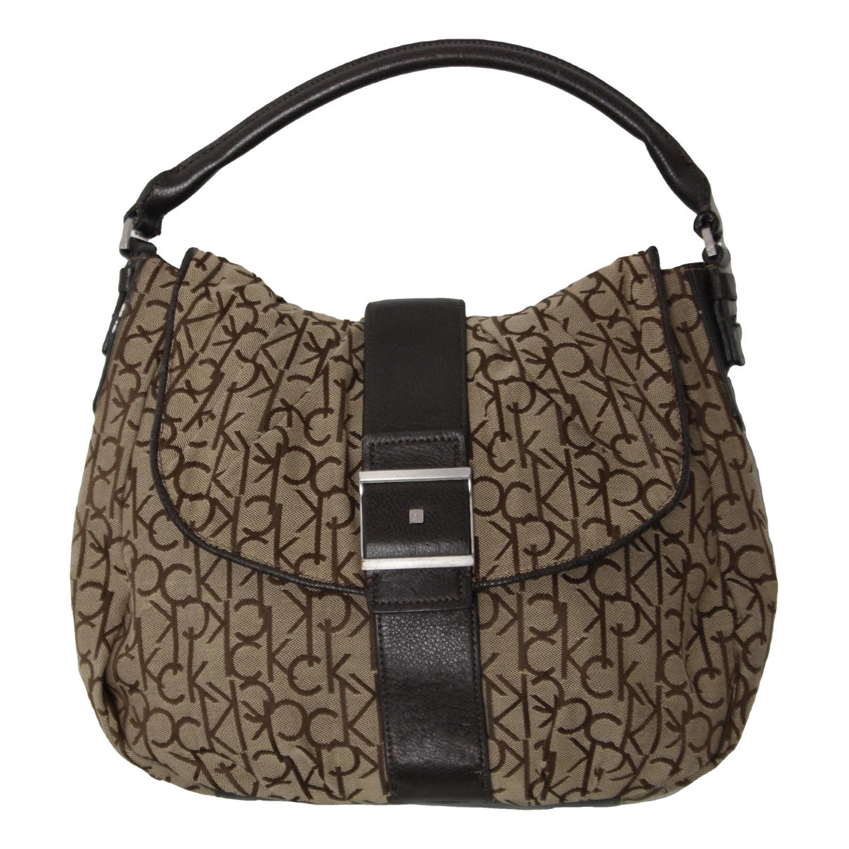 Pre-owned Calvin Klein Cloth Handbag In Brown