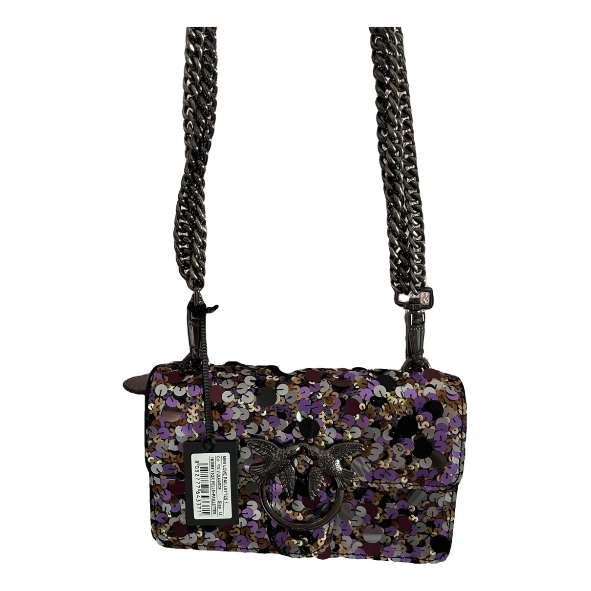 Pre-owned Pinko Love Bag Glitter Clutch Bag In Purple