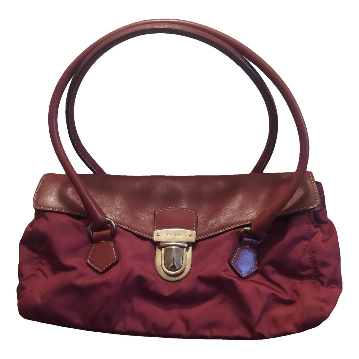 Pre-owned Prada Tessuto Cloth Handbag In Burgundy