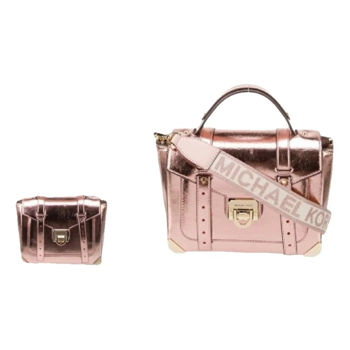 Pre-owned Michael Kors Manhattan Leather Satchel In Pink