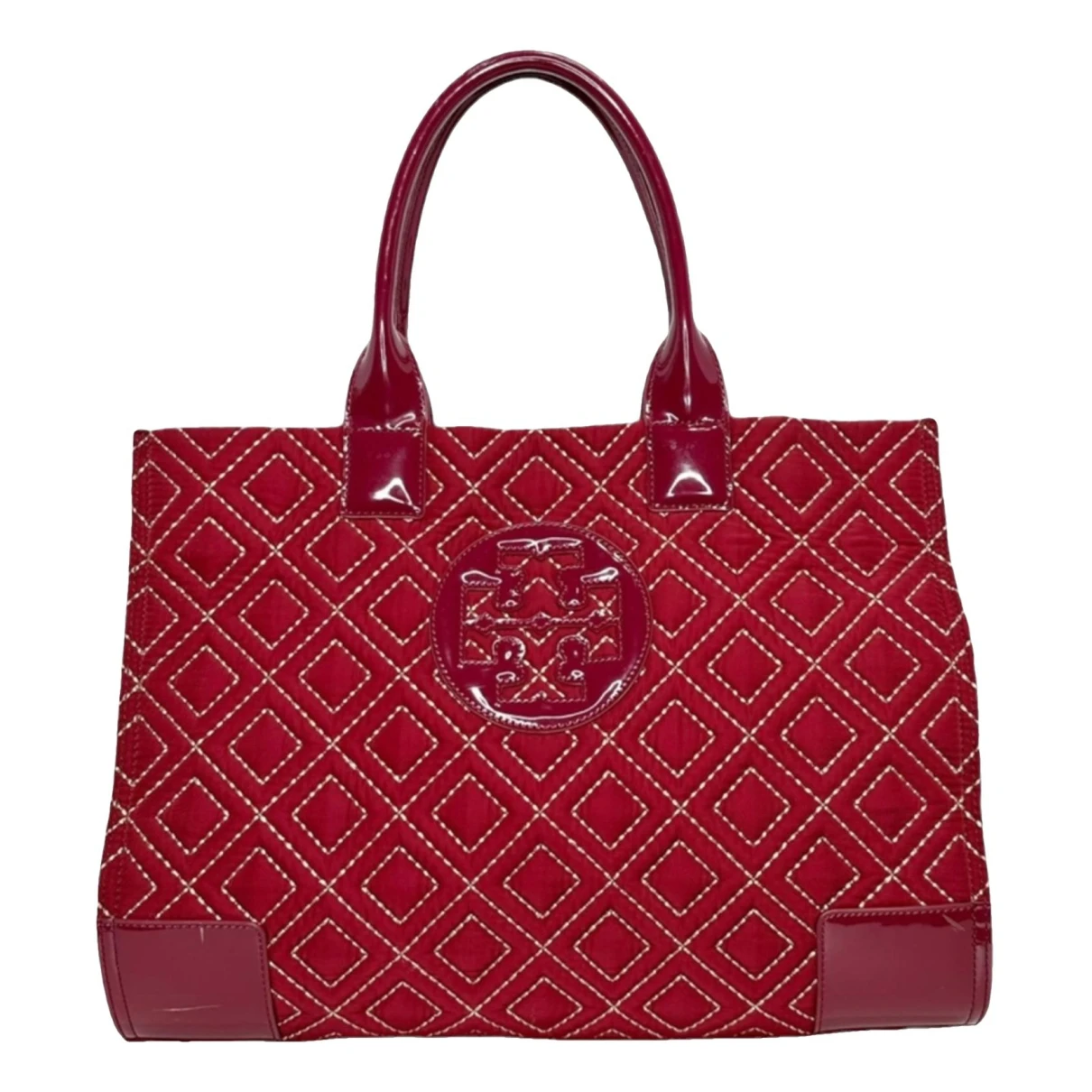 Pre-owned Tory Burch Cloth Tote In Burgundy