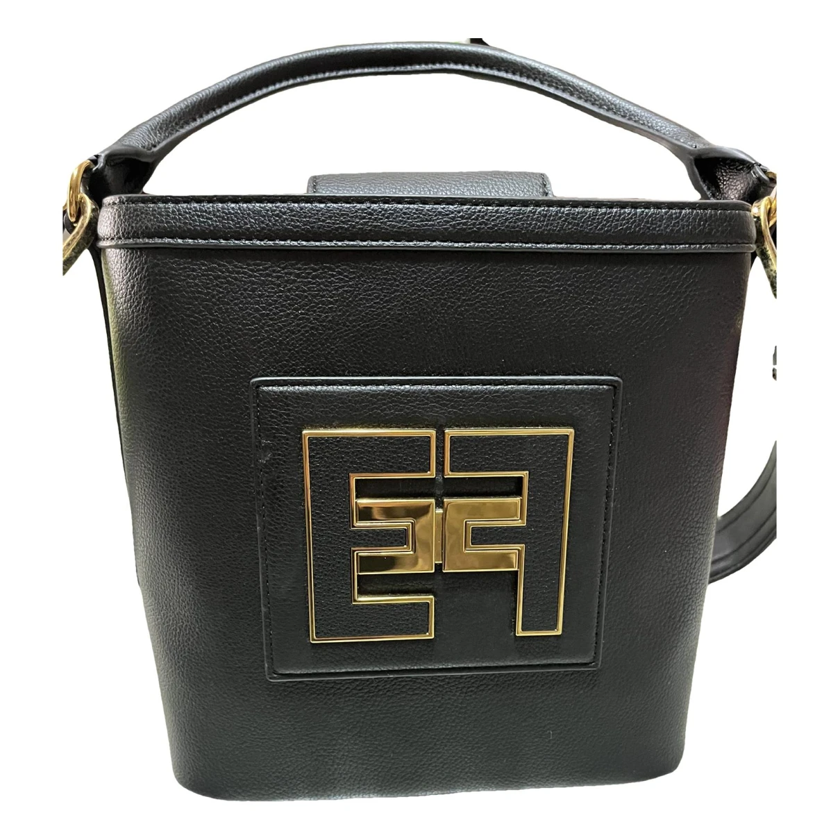 Pre-owned Elisabetta Franchi Leather Crossbody Bag In Black