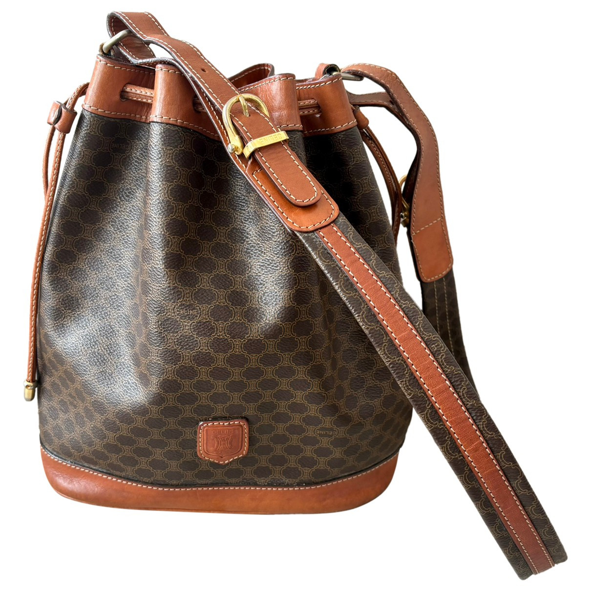 Pre-owned Celine Sac Seau Leather Crossbody Bag In Brown
