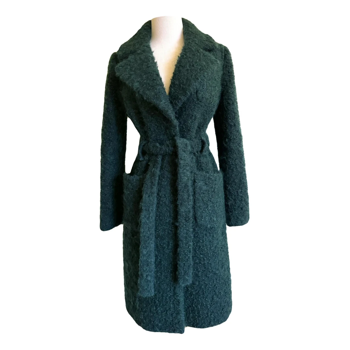 Pre-owned Tory Burch Wool Trench Coat In Green