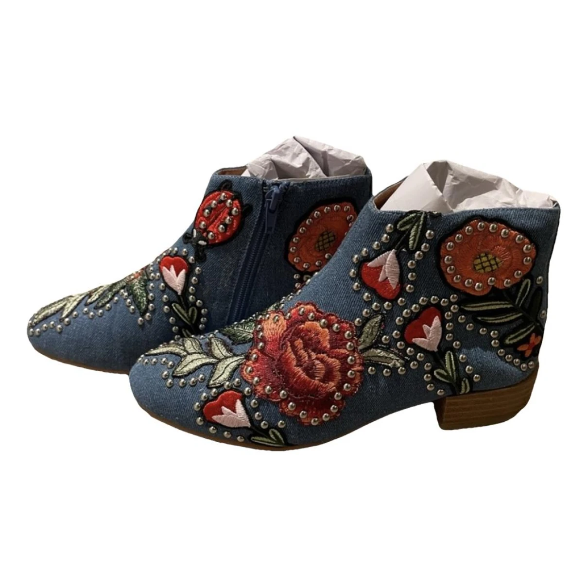 Pre-owned Jeffrey Campbell Cloth Western Boots In Blue