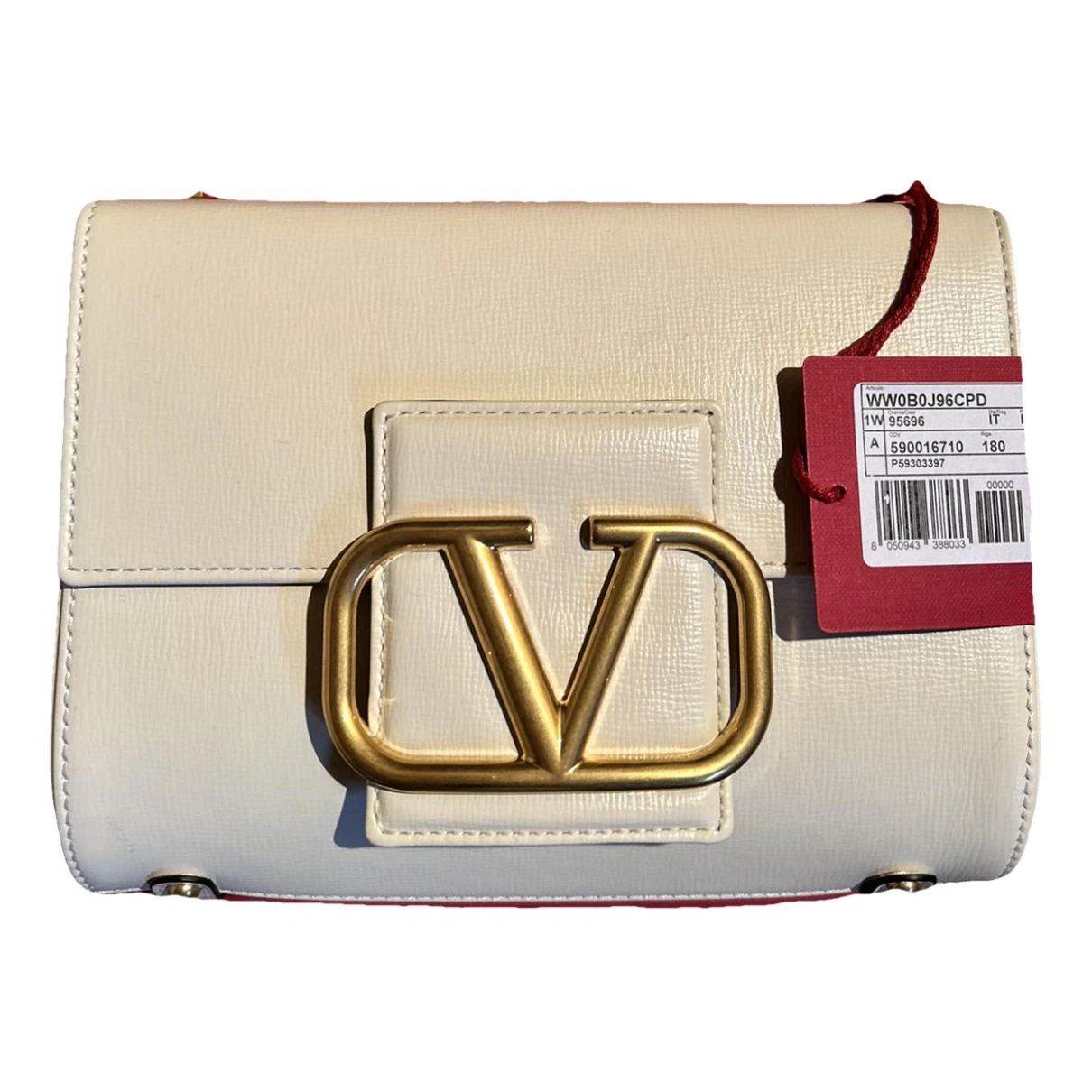 Pre-owned Valentino Garavani Stud Sign Leather Handbag In White
