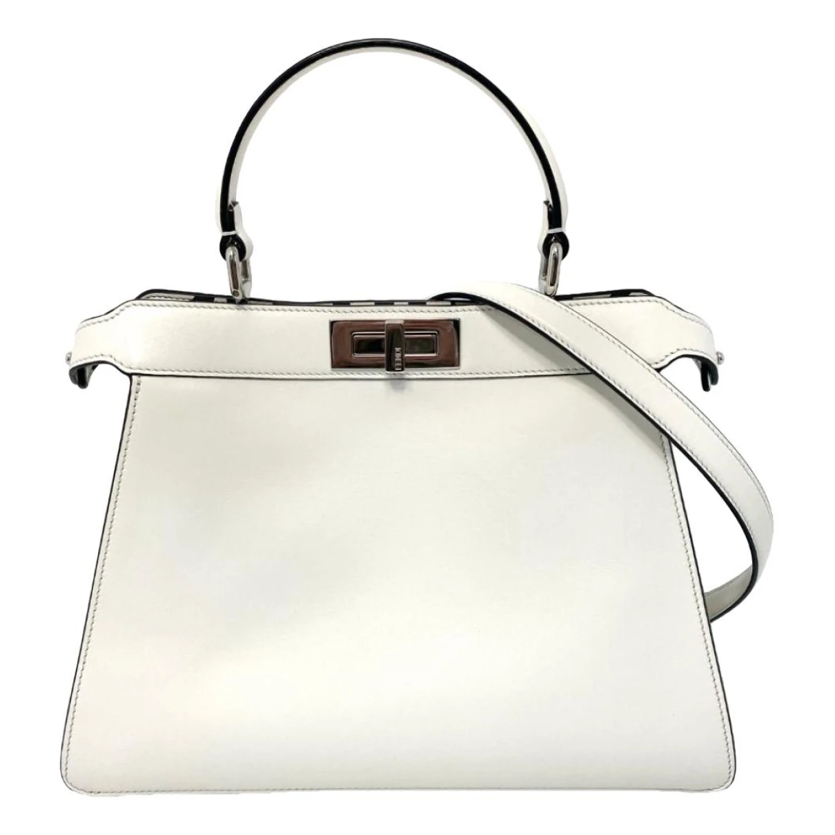 Pre-owned Fendi Peekaboo Iseeu Leather Handbag In White