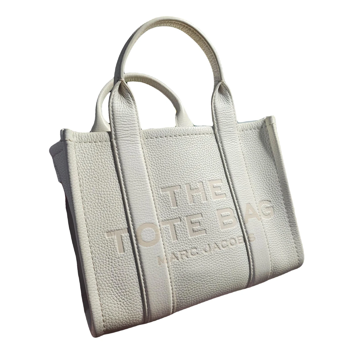 Pre-owned Marc Jacobs The Tag Tote Leather Tote In White