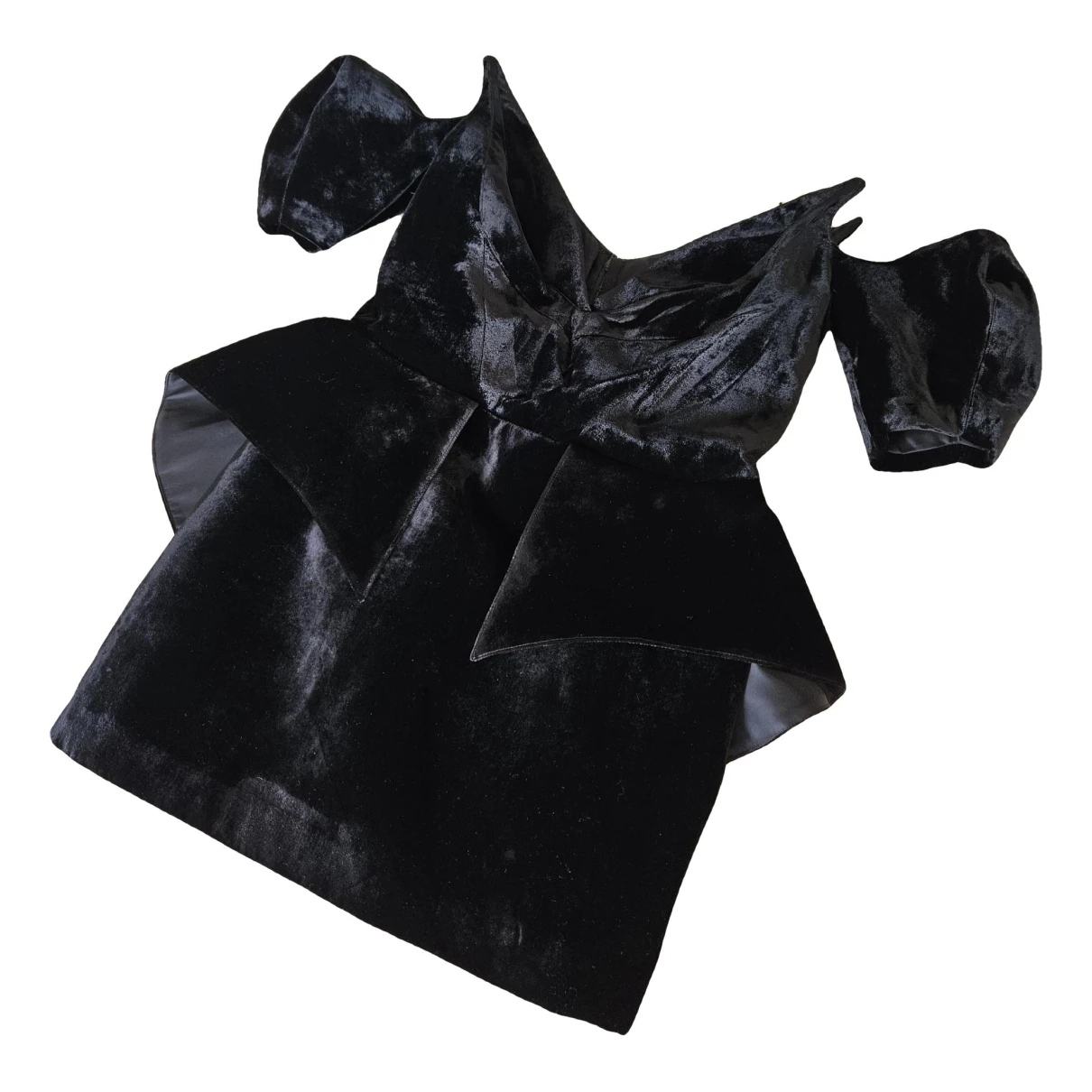 Pre-owned Mugler Velvet Mini Dress In Black