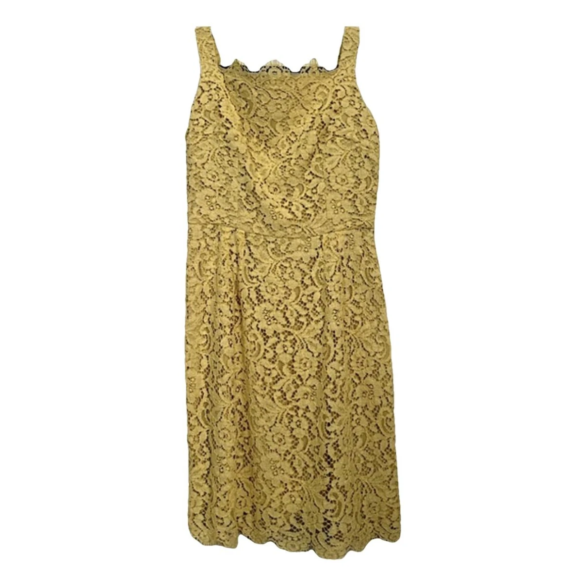 Pre-owned Dolce & Gabbana Lace Mid-length Dress In Yellow