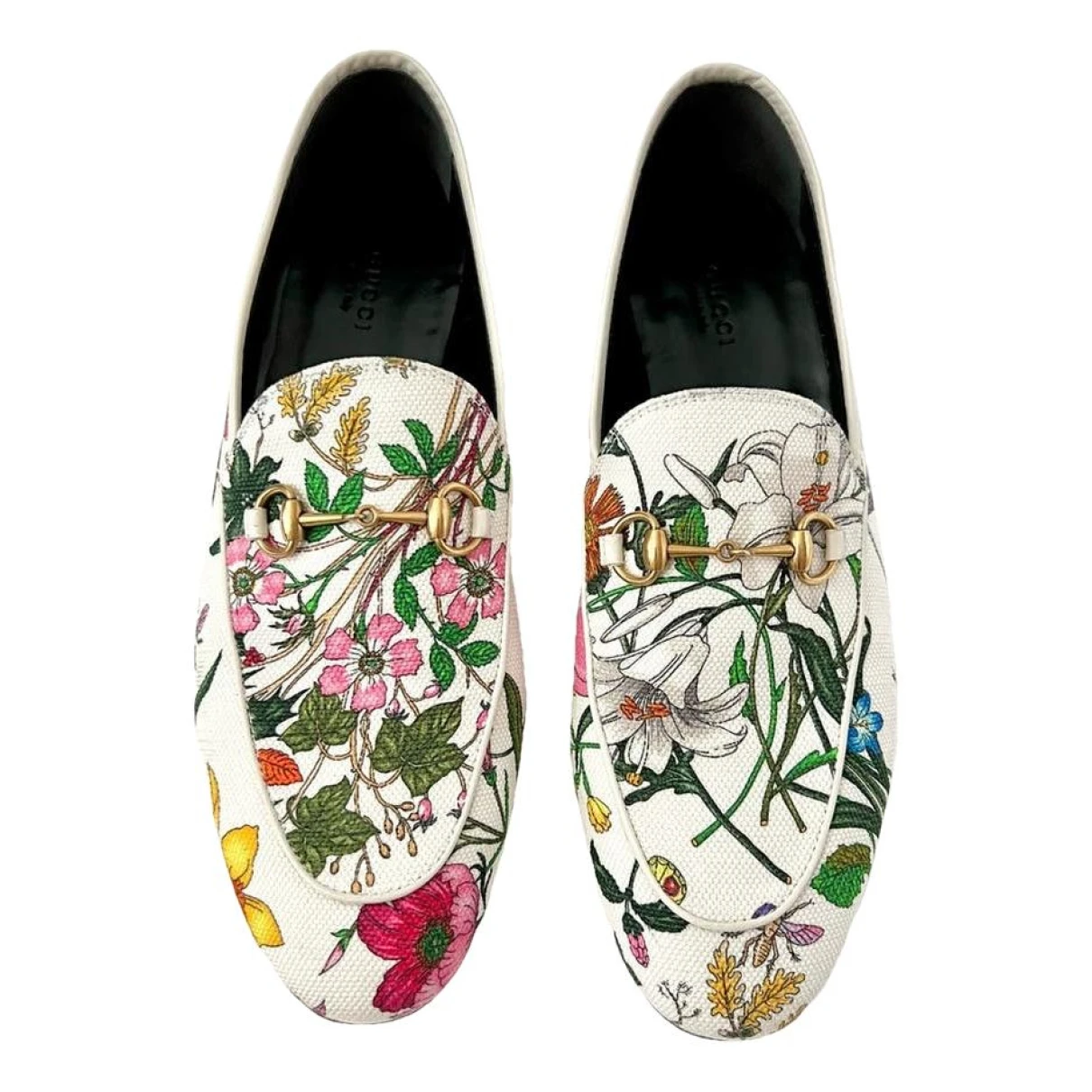 Pre-owned Gucci Jordaan Cloth Flats In Multicolour