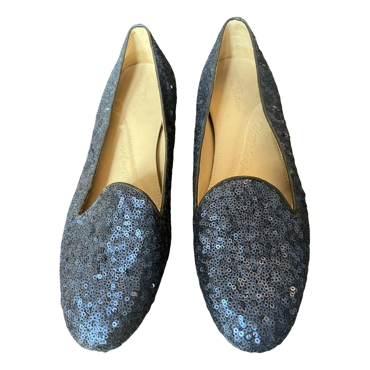 Pre-owned Chatelles Glitter Ballet Flats In Blue