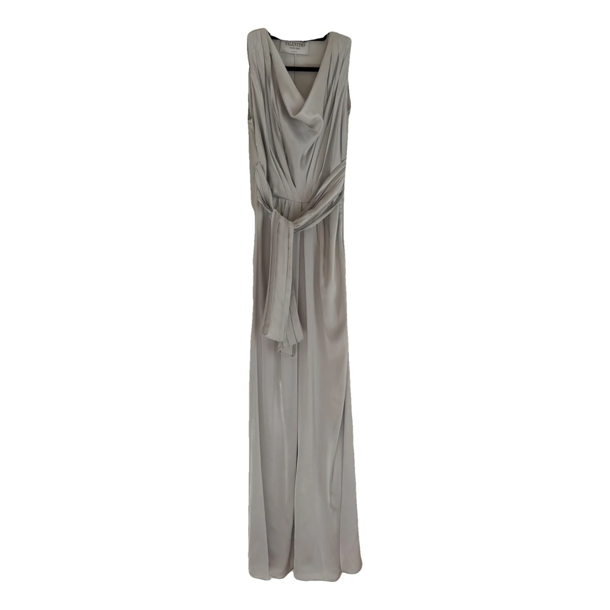 Pre-owned Valentino Silk Maxi Dress In Silver