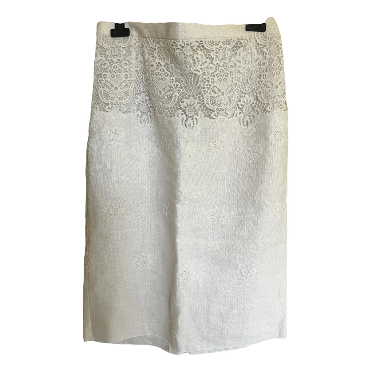 Pre-owned Dolce & Gabbana Linen Mid-length Skirt In White
