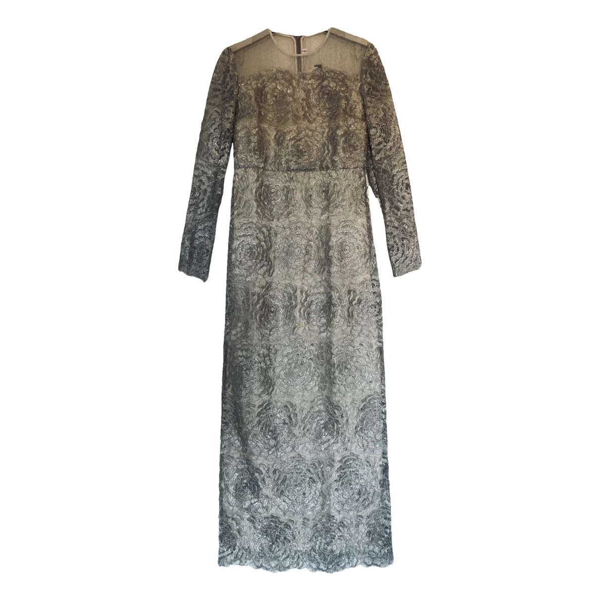 Pre-owned Ports 1961 Silk Maxi Dress In Silver