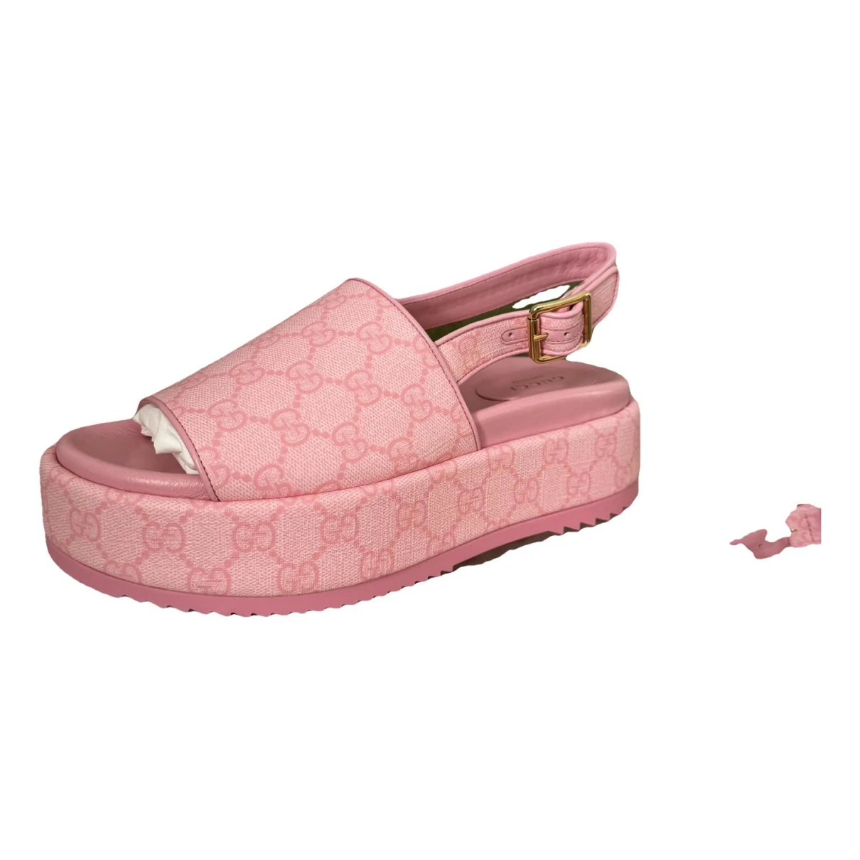 Pre-owned Gucci Double G Leather Sandal In Pink