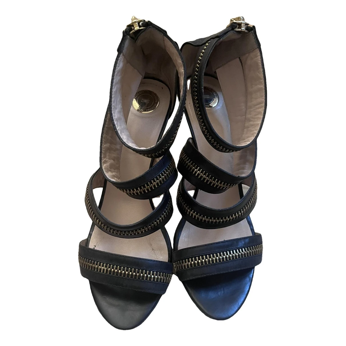 Pre-owned Elisabetta Franchi Leather Sandal In Black