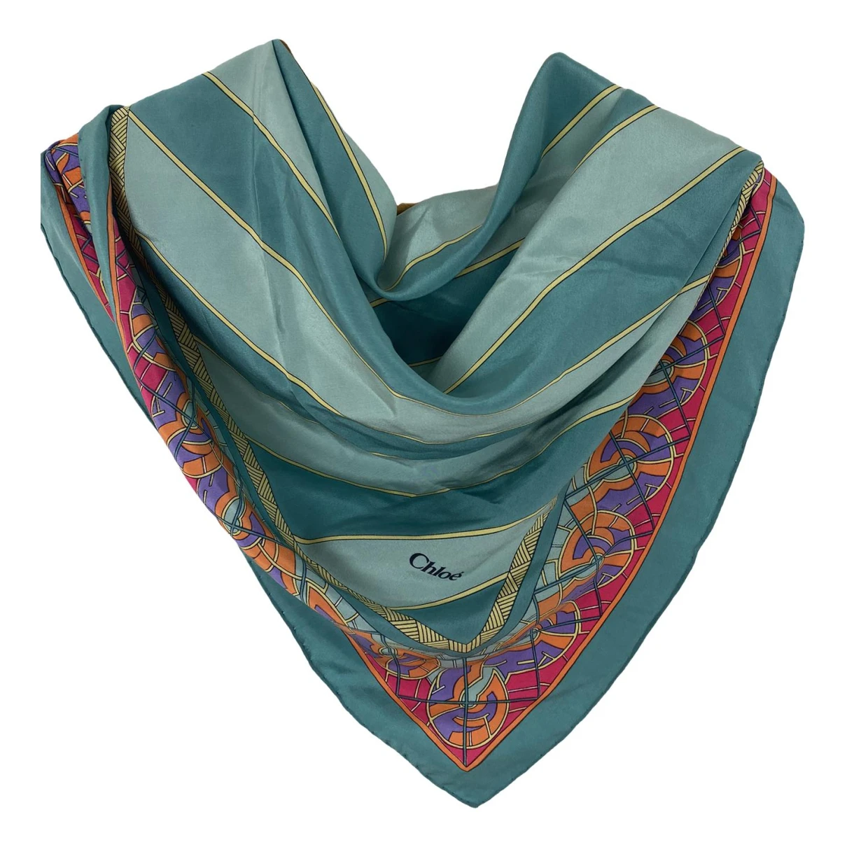 Pre-owned Chloé Silk Scarf In Green