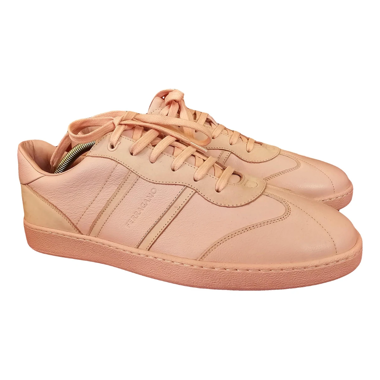 Pre-owned Ferragamo Leather Trainers In Pink