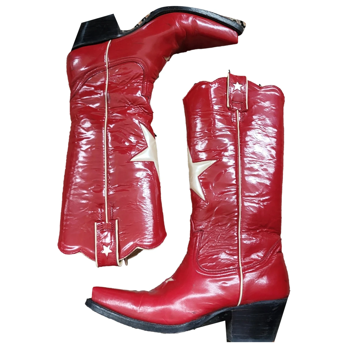 Pre-owned Mexicana Leather Western Boots In Red