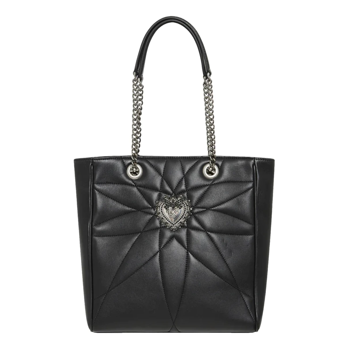 Pre-owned Dolce & Gabbana Devotion Leather Handbag In Black