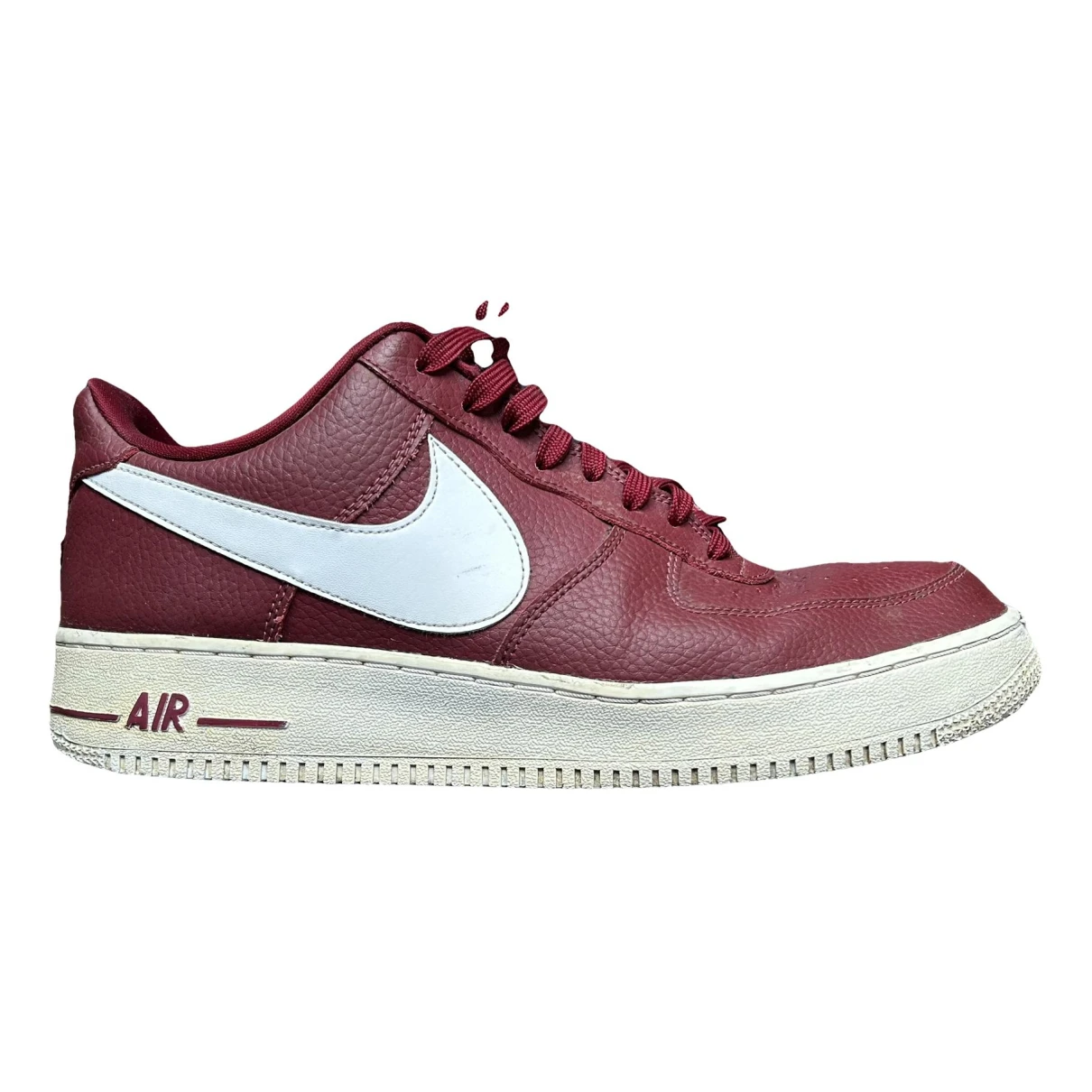 Pre-owned Nike Air Force 1 Leather Low Trainers In Burgundy