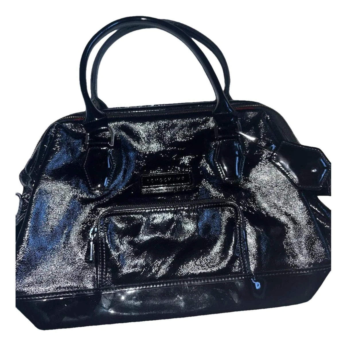 Pre-owned Longchamp Légende Patent Leather Handbag In Black