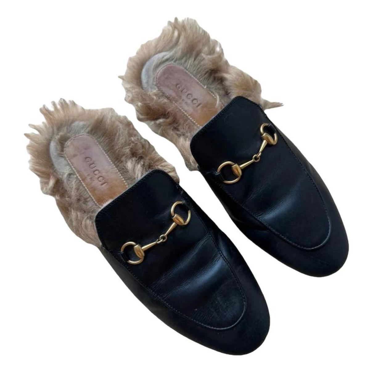 Pre-owned Gucci Leather Mules & Clogs In Black