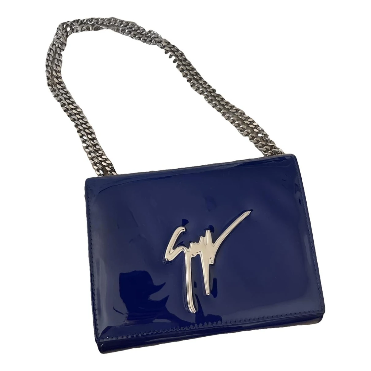 Pre-owned Giuseppe Zanotti Patent Leather Handbag In Blue