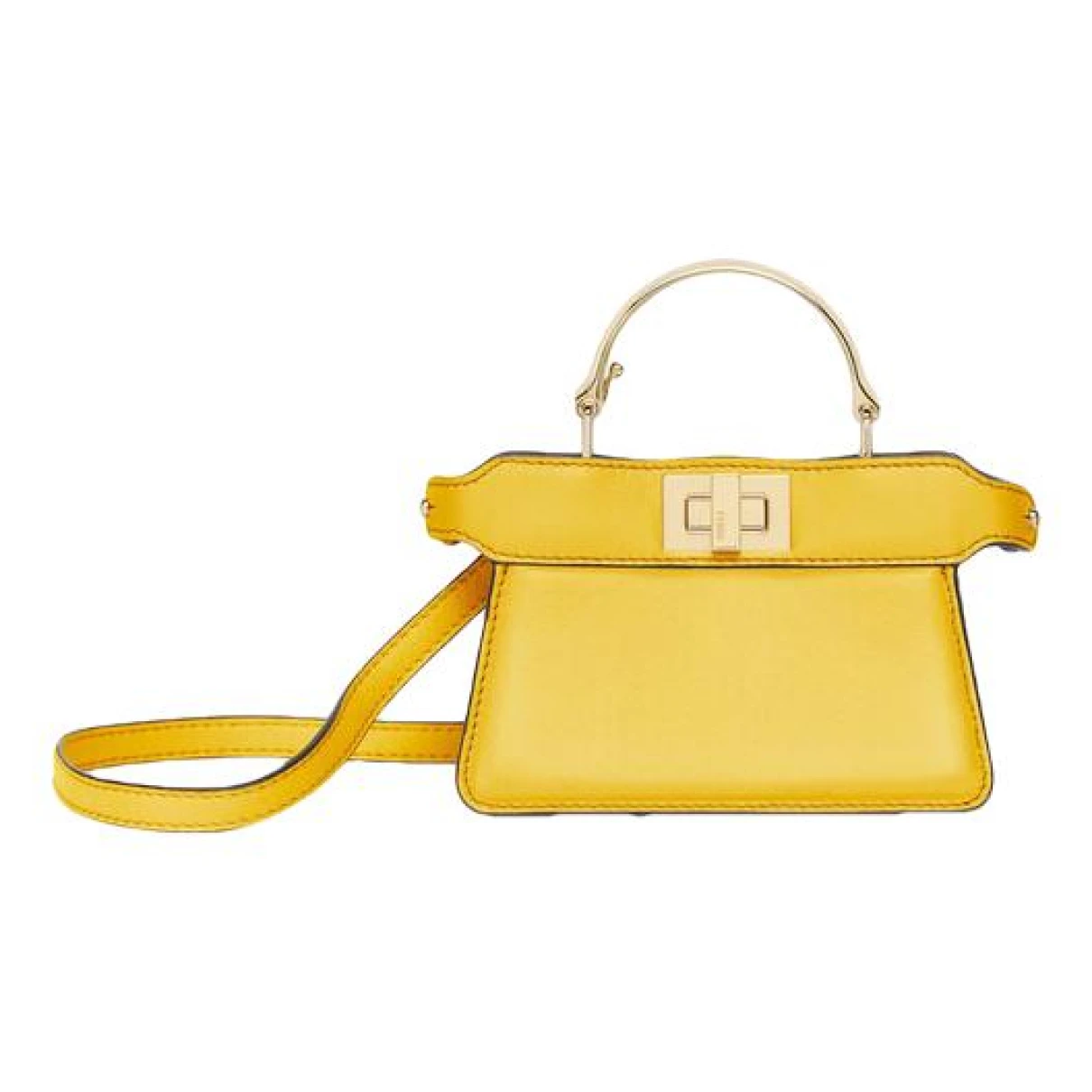 Pre-owned Fendi Peekaboo Iseeu Leather Mini Bag In Yellow
