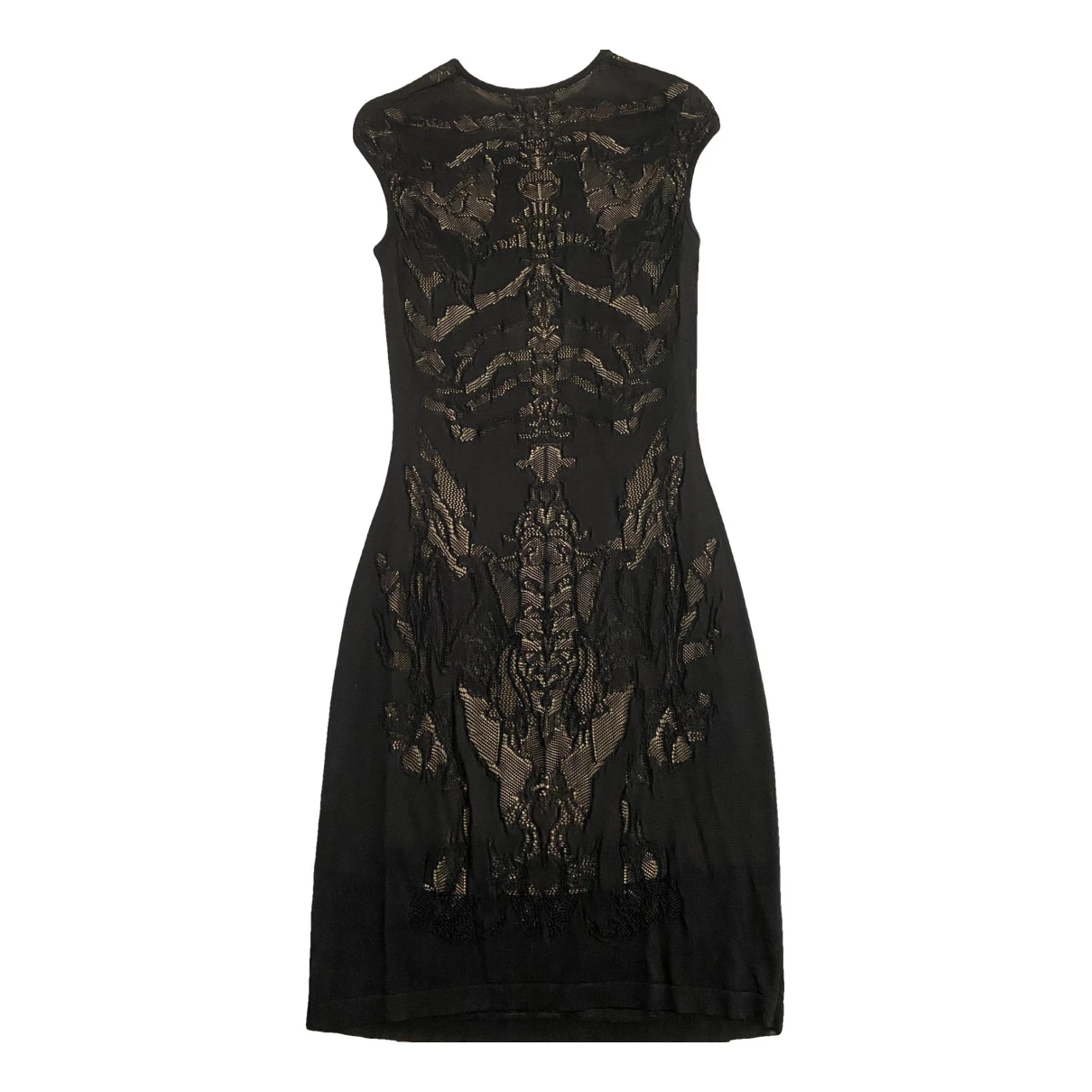 Pre-owned Alexander Mcqueen Lace Mid-length Dress In Black