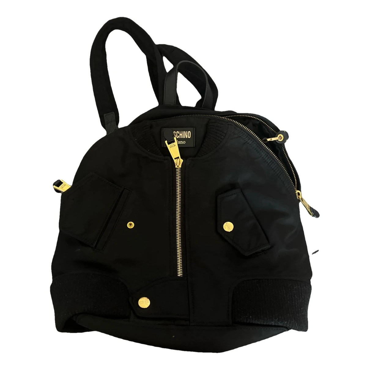 Pre-owned Moschino Cloth Backpack In Black