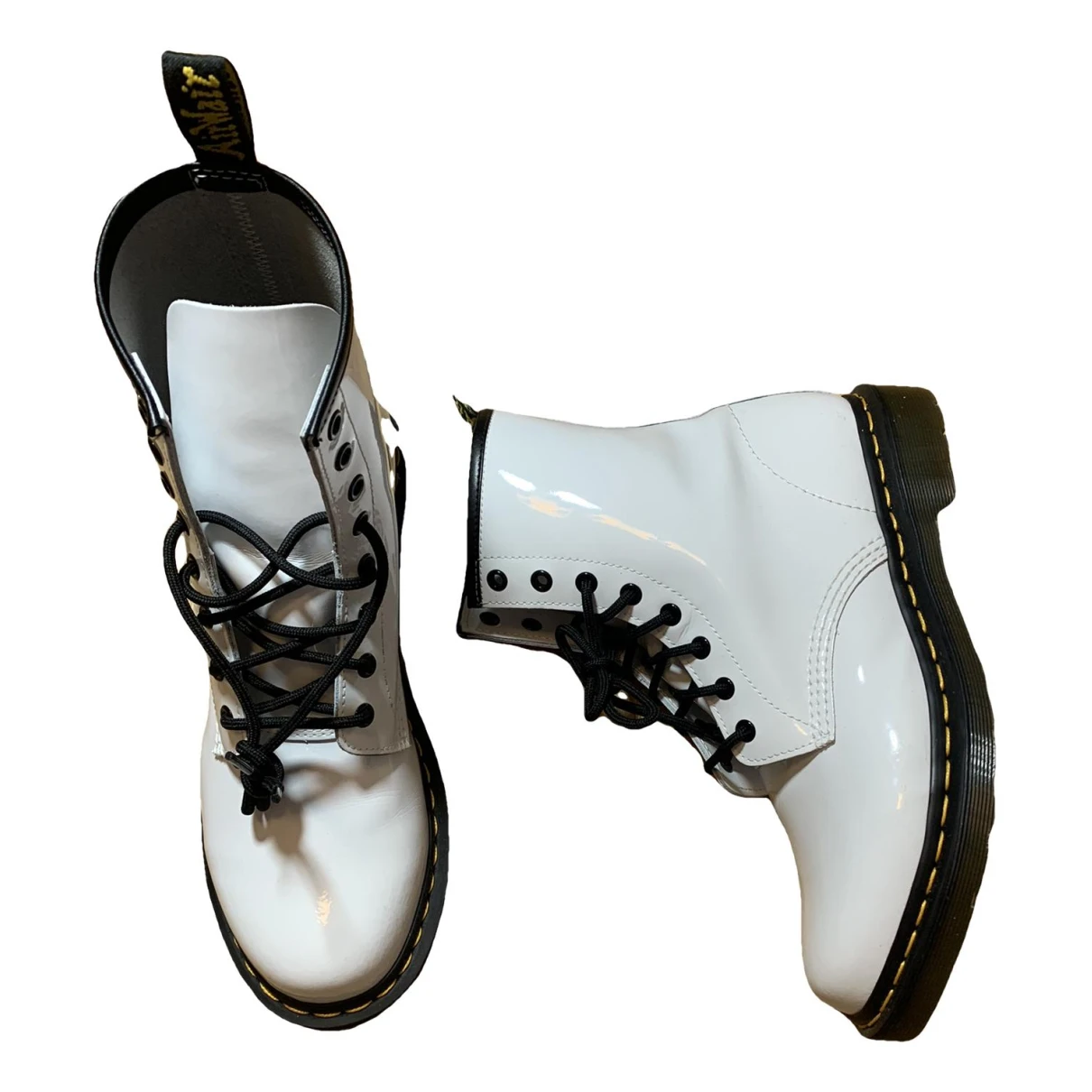 Pre-owned Dr. Martens' 1460 Pascal (8 Eye) Leather Boots In White