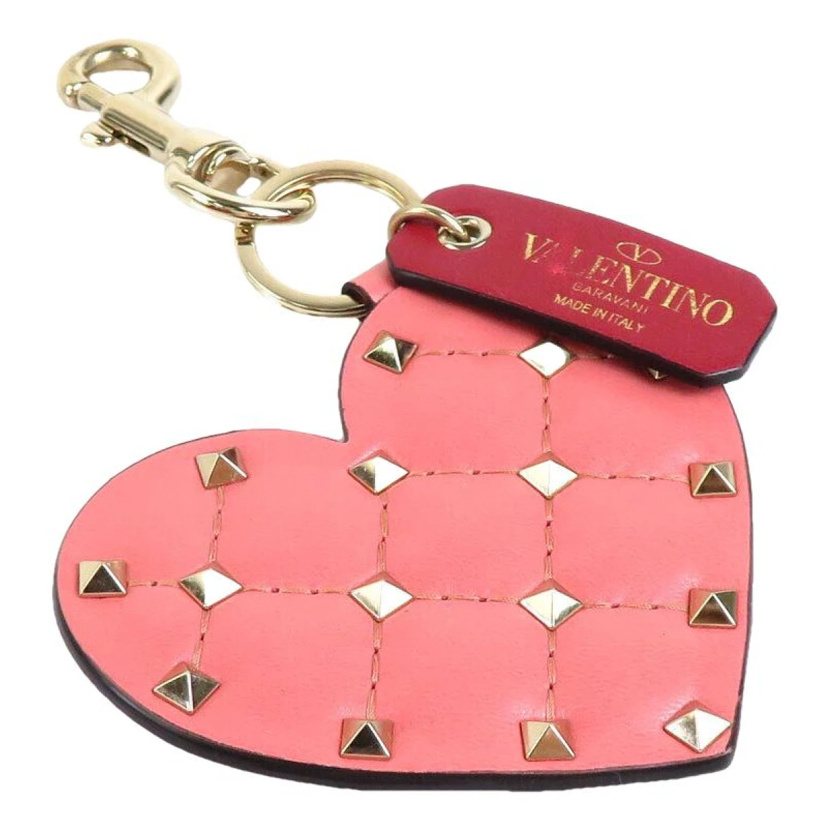 Pre-owned Valentino Garavani Leather Bag Charm In Pink