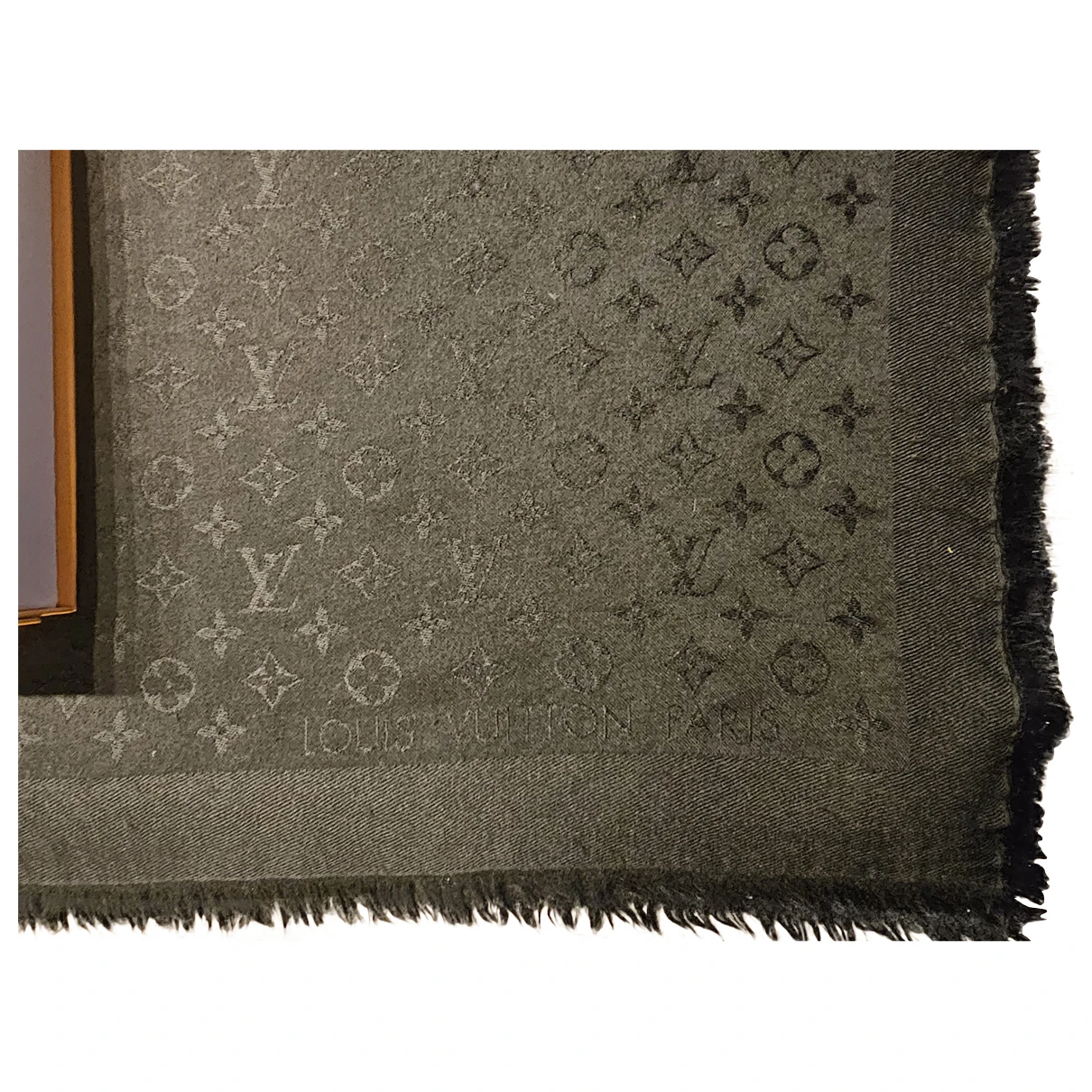 Pre-owned Louis Vuitton Châle Monogram Silk Scarf In Black
