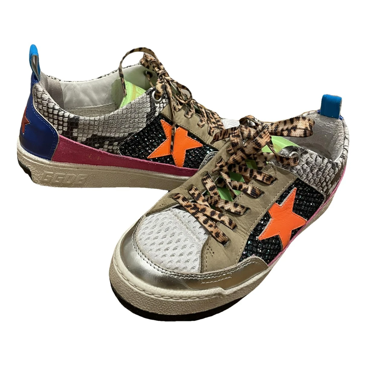 Pre-owned Golden Goose Yeah Glitter Trainers In Multicolour