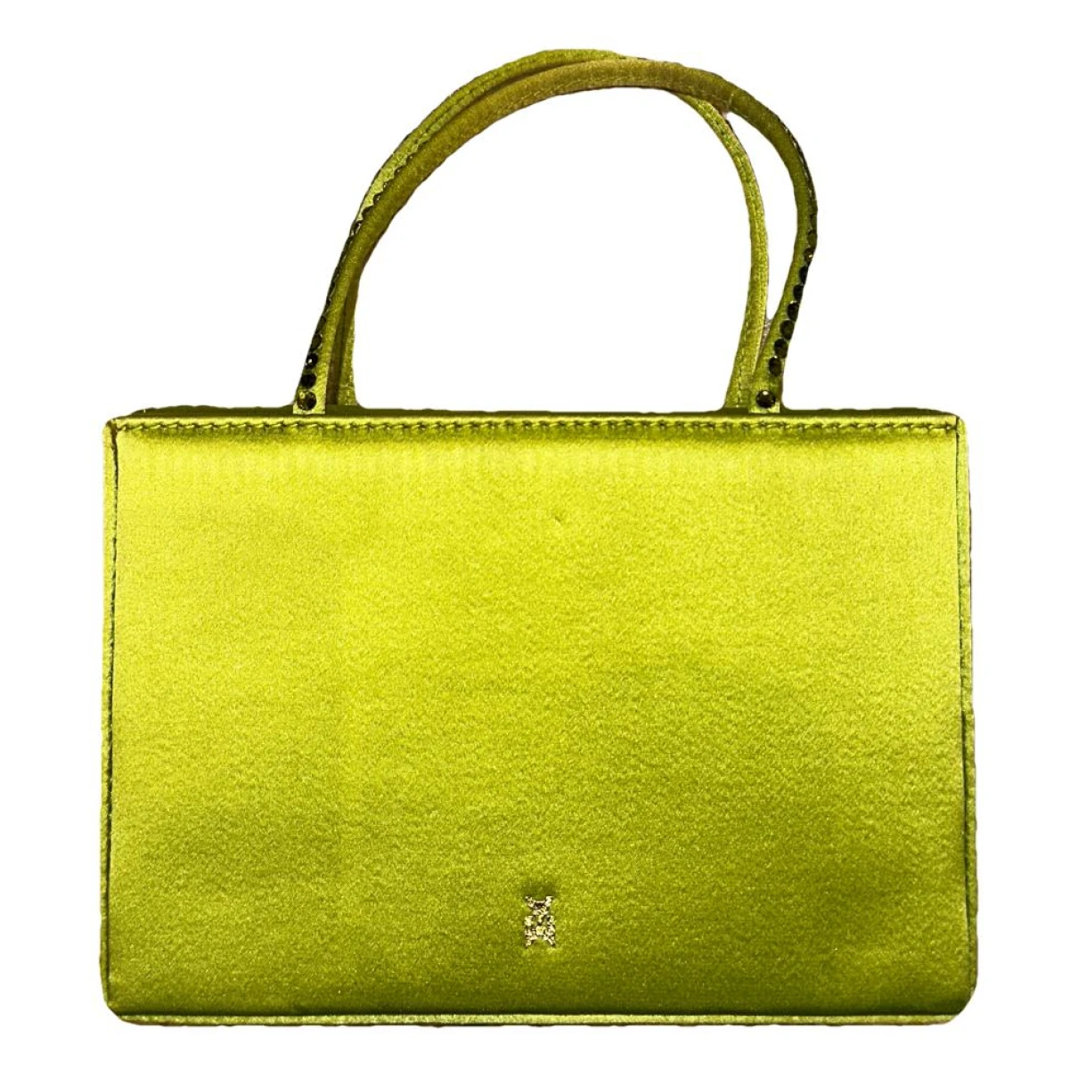 Pre-owned Amina Muaddi Amini Gilda Silk Handbag In Green