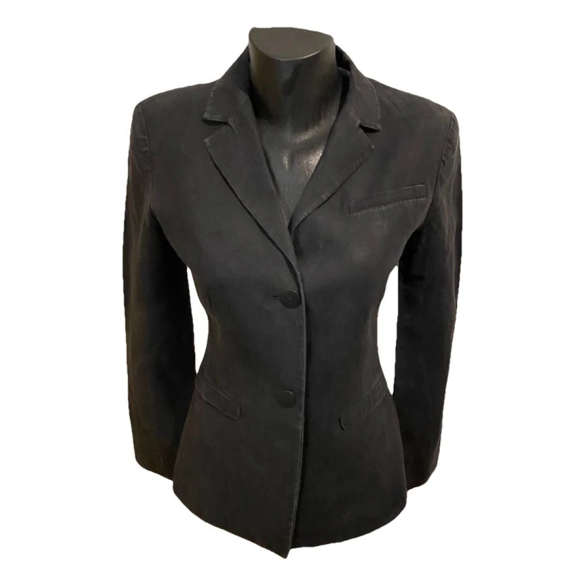 Pre-owned Kenzo Linen Short Vest In Black