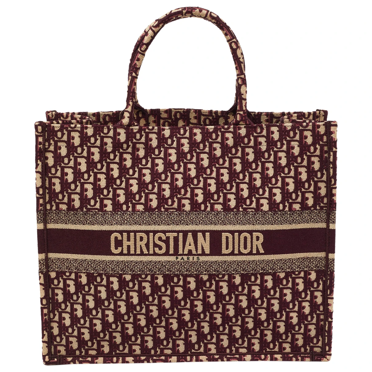 Pre-owned Dior Cloth Tote In Burgundy