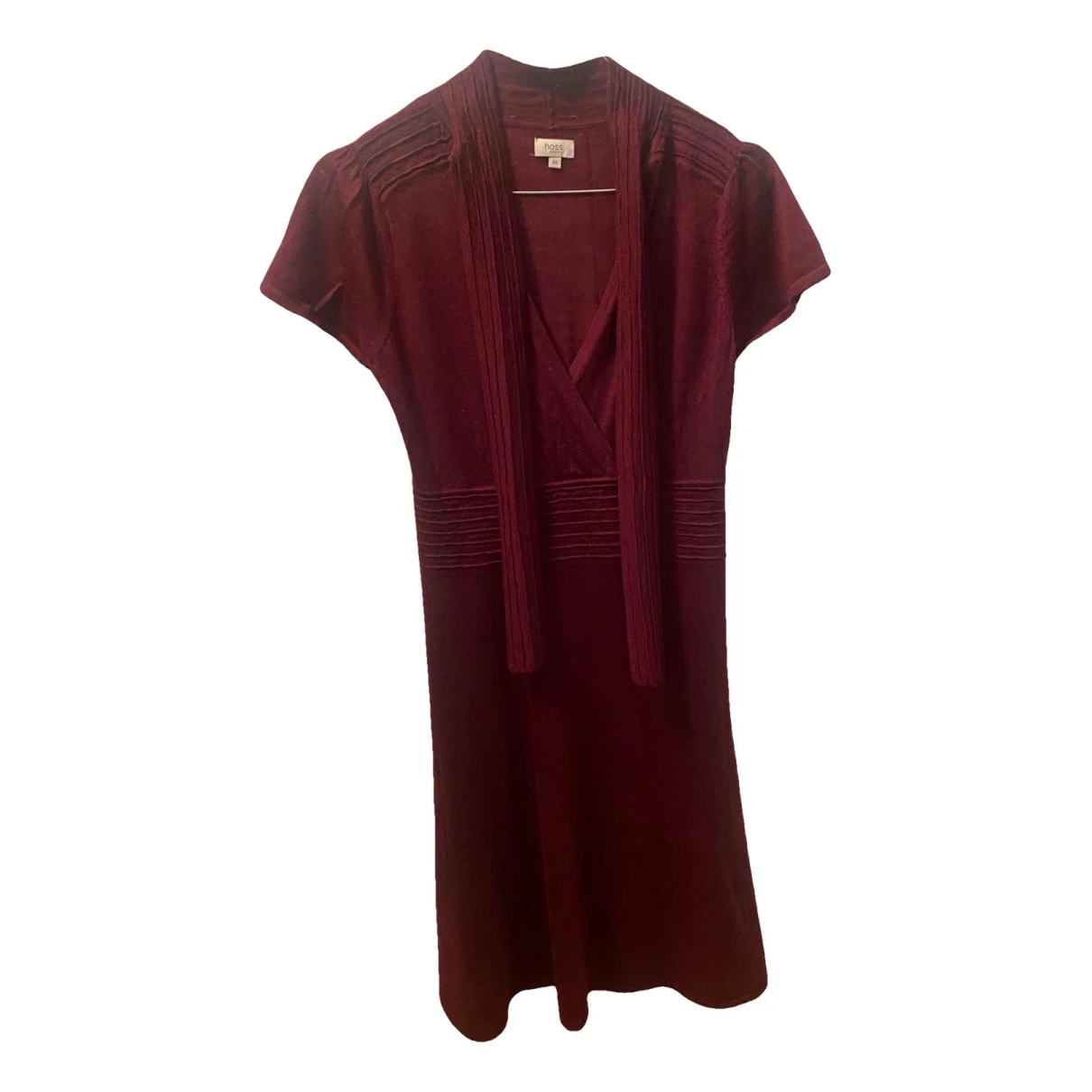 Pre-owned Hoss Intropia Wool Mid-length Dress In Burgundy