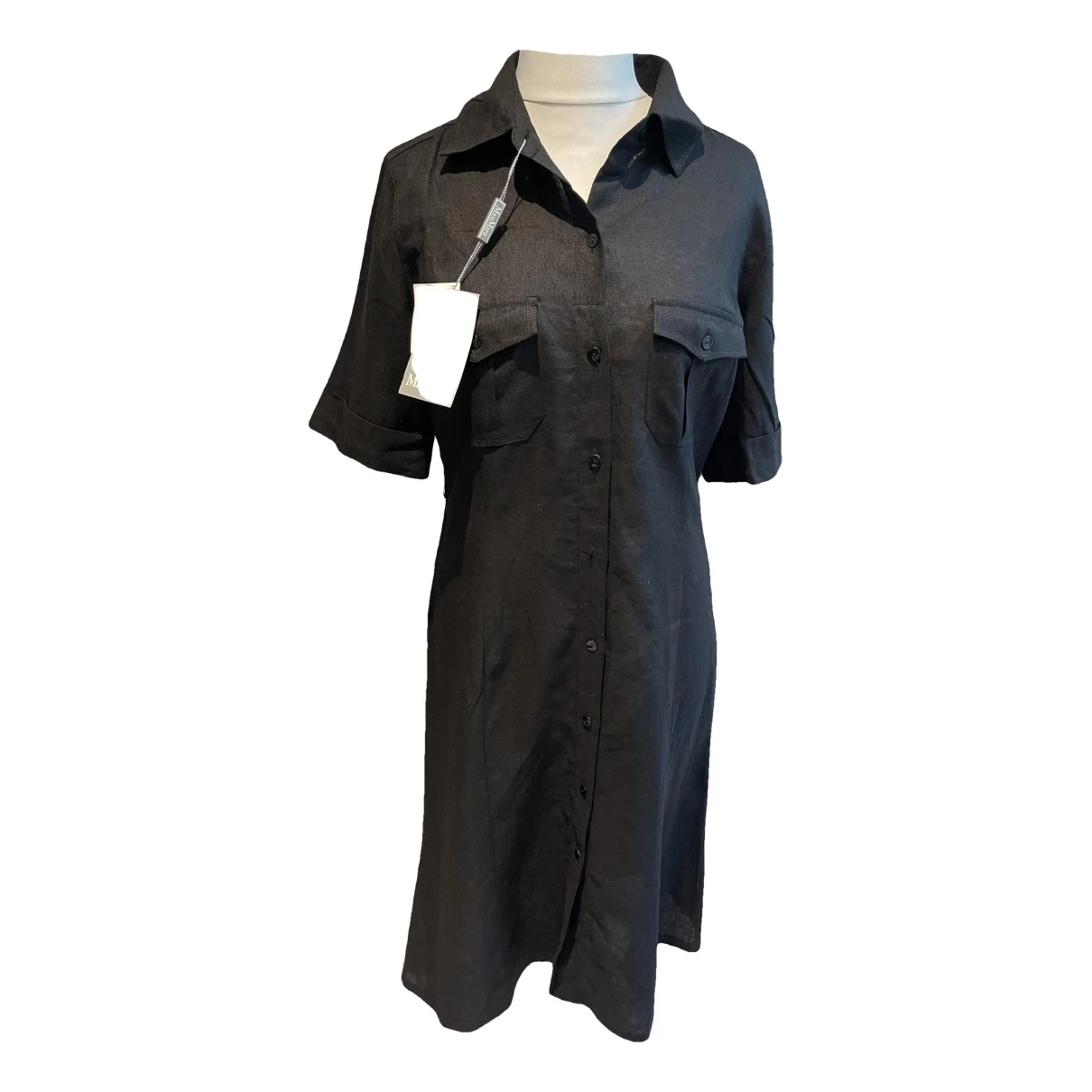 Pre-owned Max Mara Linen Dress In Black